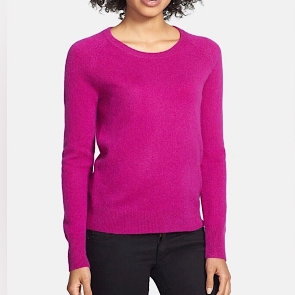 Halogen 100% Cashmere Fuchsia Pink Crewneck‎ Sweater Small